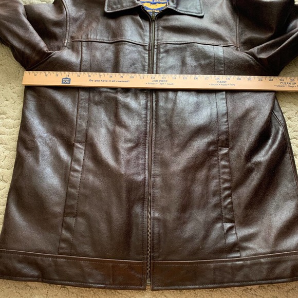 AIRBORNE Leather Jacket BROWN Coat Mens Large Vintage Please See Pictures - Picture 2 of 11